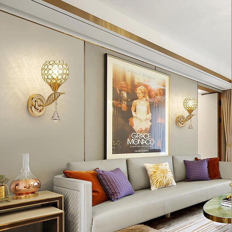 Contemporary Creative Crystal Ball 1- Light Wall Sconce Lamp For Living Room
