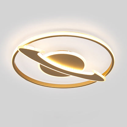 Modern Luxury Iron Acrylic Round Crown Heart Star Mountain LED Flush Mount Ceiling Light For Bedroom
