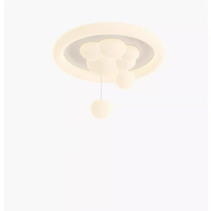 Contemporary Nordic Cream Cat Claw PE Shade Round Ball Decoration LED Flush Mount Ceiling Light For Living Room