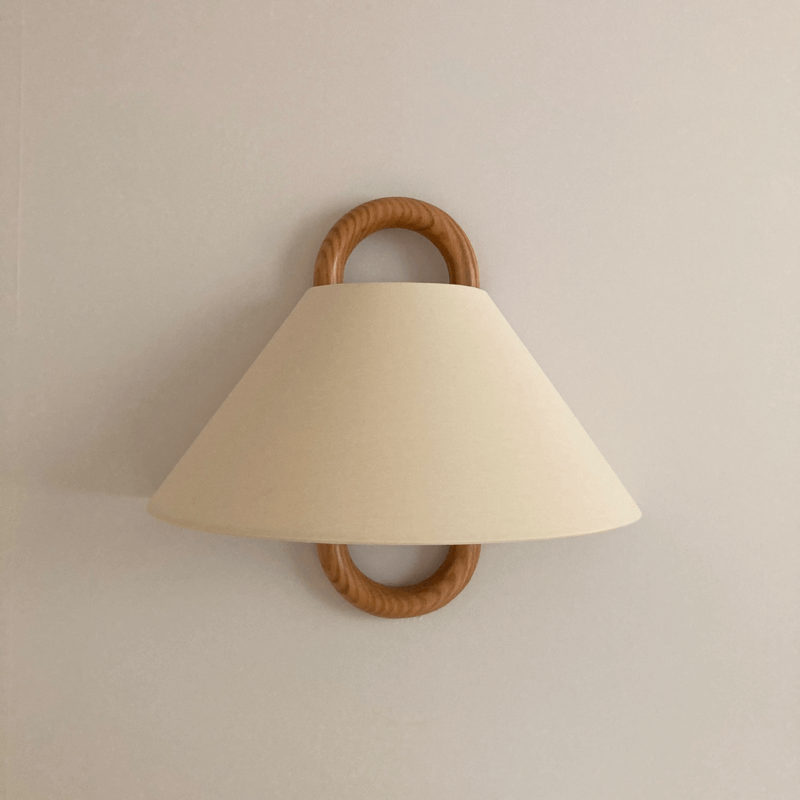 Modern Original Solid Wood Pleated Semi-Circle 1-Light Wall Sconce Lamp