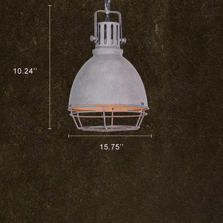 Retro Industrial Antique Older Metal 1 Light Bowl Shaped Pendant Light