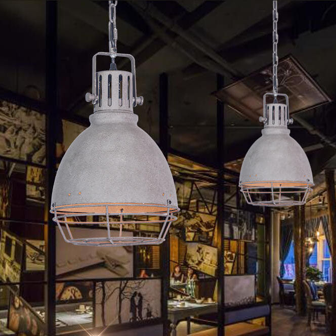 Retro Industrial Antique Older Metal 1 Light Bowl Shaped Pendant Light