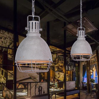 Retro Industrial Antique Older Metal 1 Light Bowl Shaped Pendant Light