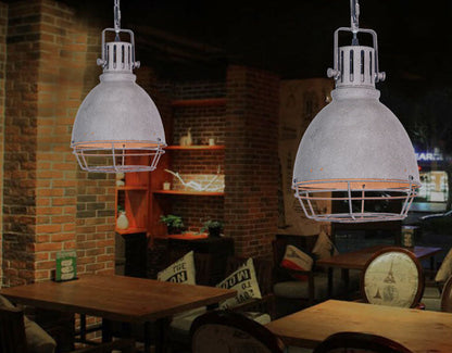 Retro Industrial Antique Older Metal 1 Light Bowl Shaped Pendant Light