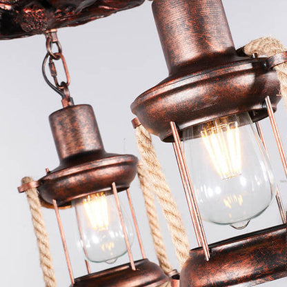 Vintage Nautical 3/7-Light Metal Lantern Chandeliers