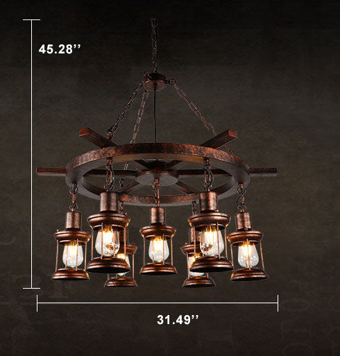 Vintage Nautical 3/7-Light Metal Lantern Chandeliers
