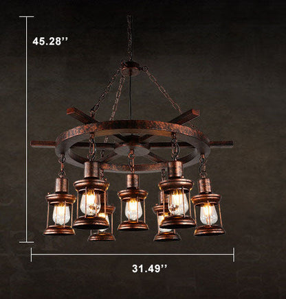 Vintage Nautical 3/7-Light Metal Lantern Chandeliers