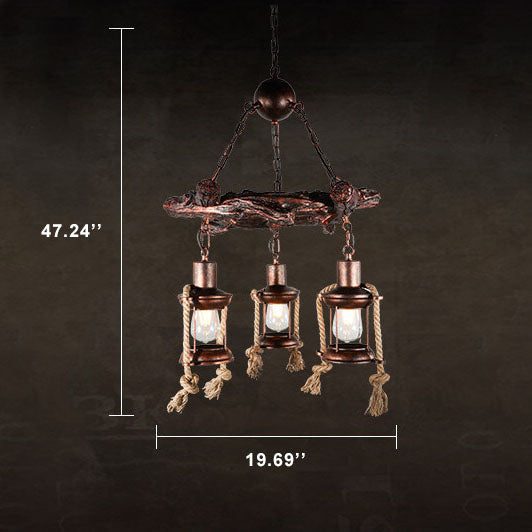 Vintage Nautical 3/7-Light Metal Lantern Chandeliers