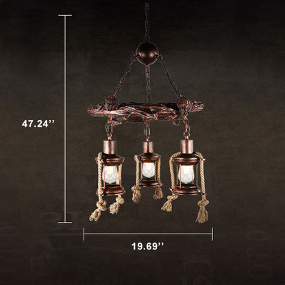 Vintage Nautical 3/7-Light Metal Lantern Chandeliers