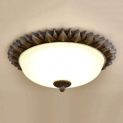 Vintage Glass Sun Bowl Shaped 1/3-Light Flush Mount Ceiling Light