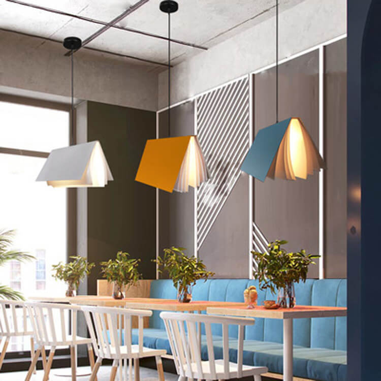 Flying Book 1-Light Metal PVC Book Shade Pendant Light