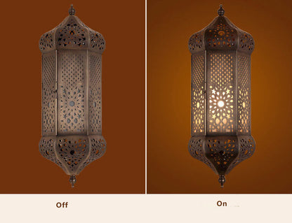 Retro Hollowed Column Copper Moroccan 1-Light Wall Sconce Lamp