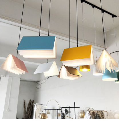 Flying Book 1-Light Metal PVC Book Shade Pendant Light