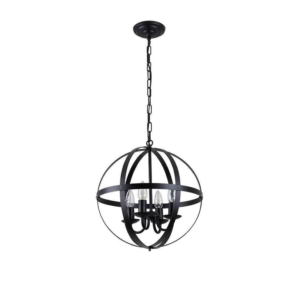 Industrial 4-Light Globe Metal Chandeliers