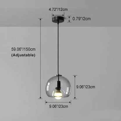 Minimalist Smoke Gray 1-Light Hand-Blown Glass Dome Pendant Light