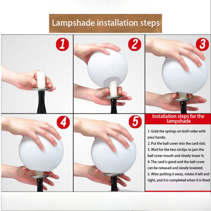 Contemporary Creative Orb Clock Iron Glass 1-Light Table Lamp For Bedroom