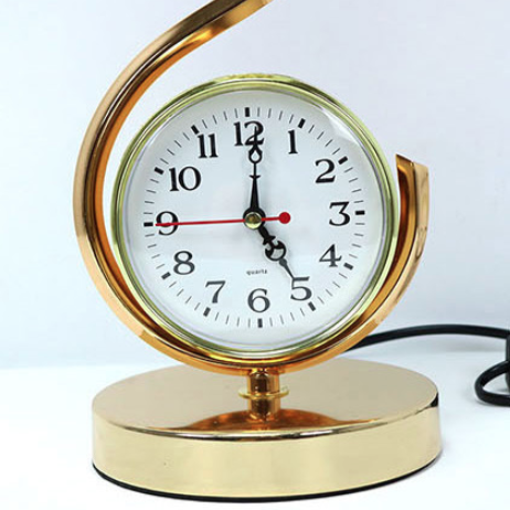 Contemporary Creative Orb Clock Iron Glass 1-Light Table Lamp For Bedroom