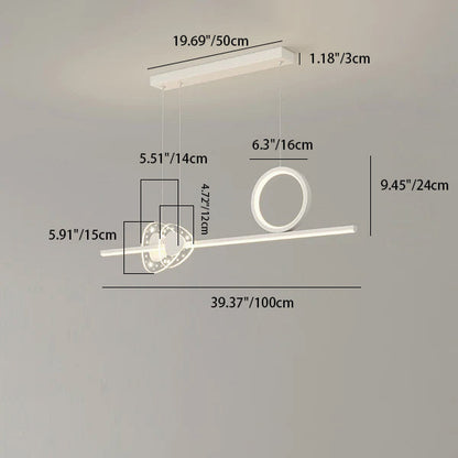 Contemporary Creative Iron Geometric Circular Line Combination Acrylic Shade LED Island Light Pendant Light For Dining Room