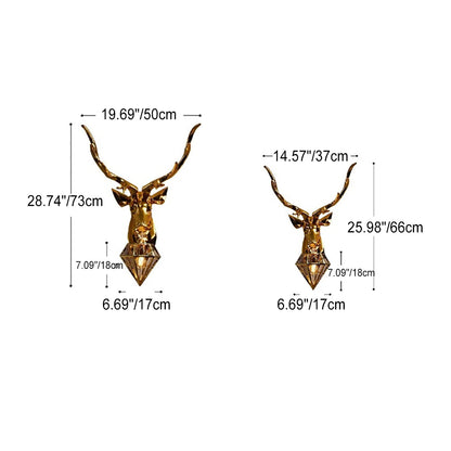 Contemporary Creative Deer Head Resin 1-Light Wall Sconce Lamp For Living Room