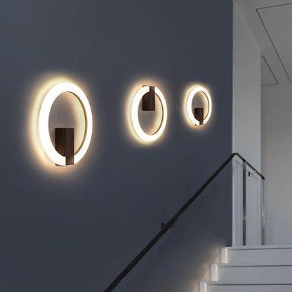 Modern Minimalist Round Iron Aluminum PVC LED Wall Sconce Lamp For Bedroom