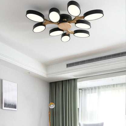 Nordic Solid Wooden Tree Branch Petal LED Flush Mount Ceiling Light