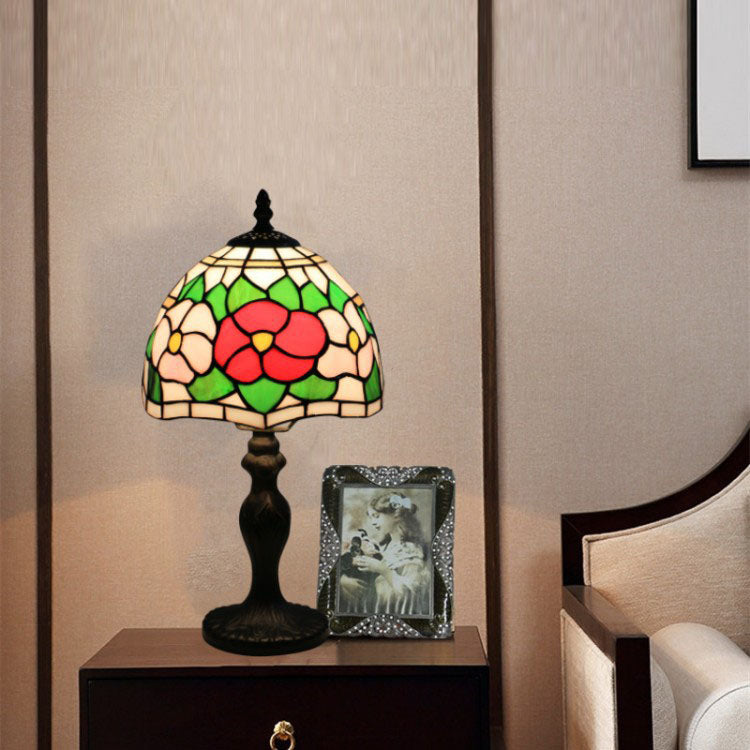 Traditional Tiffany Resin Glass Umbrella Shape 1-Light Table Lamp For Bedroom