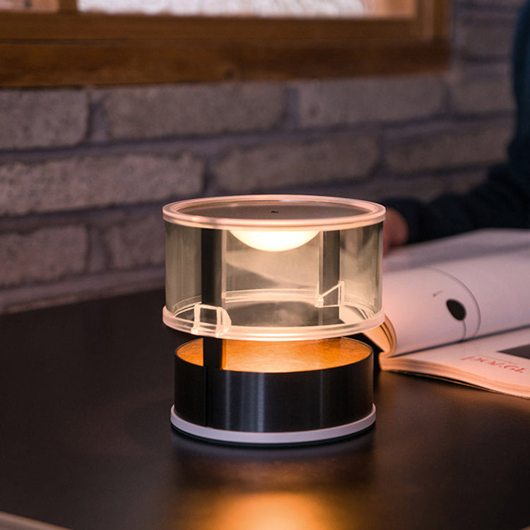 Modern Simplicity PMMA PC Stainless Steel Aluminum Cylinder LED Table Lamp For Bedside