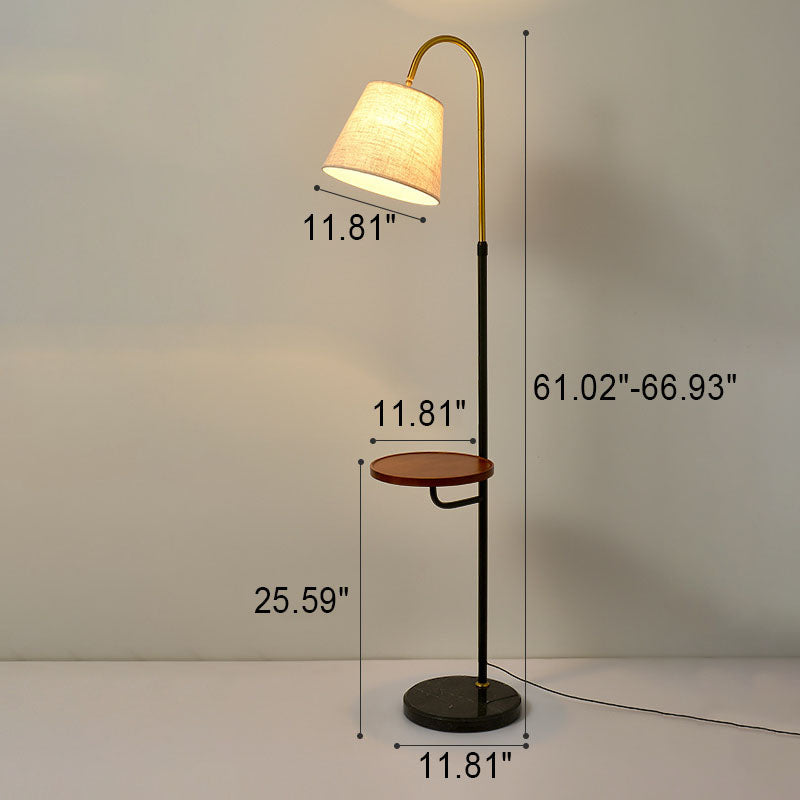 Nordic Light Luxury Pleated Fabric Marble 1-Light Standing Floor Lamp