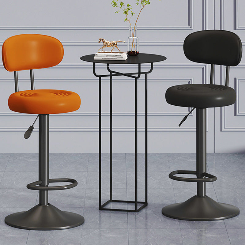 Contemporary Luxury Round Faux Leather Upholstered Swivel Bar Stool Height Adjustable Footrest For Dining Room