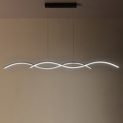 Nordic Minimalist Long Strip Wave Design Island Light LED Chandelier