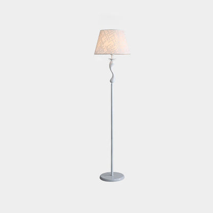 Modern Simple Linen Fabric Dome Iron 1-Light Standing Floor Lamp