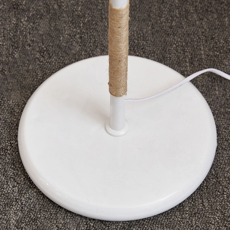 Contemporary Boho Hemp Rope Weaving Cylinder Cotton Tassel 1-Light Standing Floor Lamp For Home Office