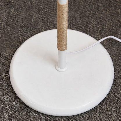 Contemporary Boho Hemp Rope Weaving Cylinder Cotton Tassel 1-Light Standing Floor Lamp For Home Office