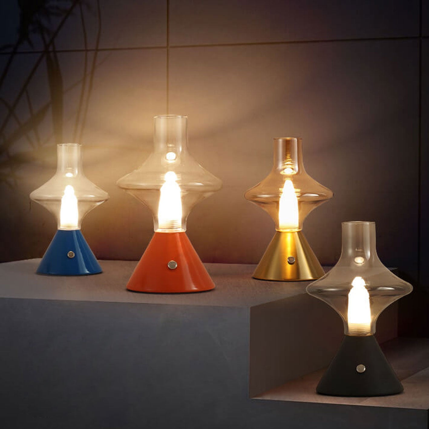 Nordic Retro High Boron Glass USB Charging LED Night Light Table Lamp