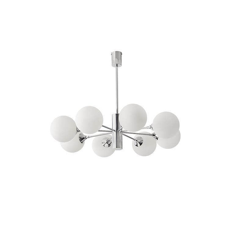 Modern Light Luxury White Round Ball Glass Iron 3/5/8-Light Chandelier