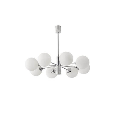 Modern Light Luxury White Round Ball Glass Iron 3/5/8-Light Chandelier
