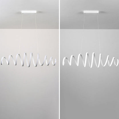Modern Minimalist Round Spring Metal Acrylic LED Chandelier For Dining Room
