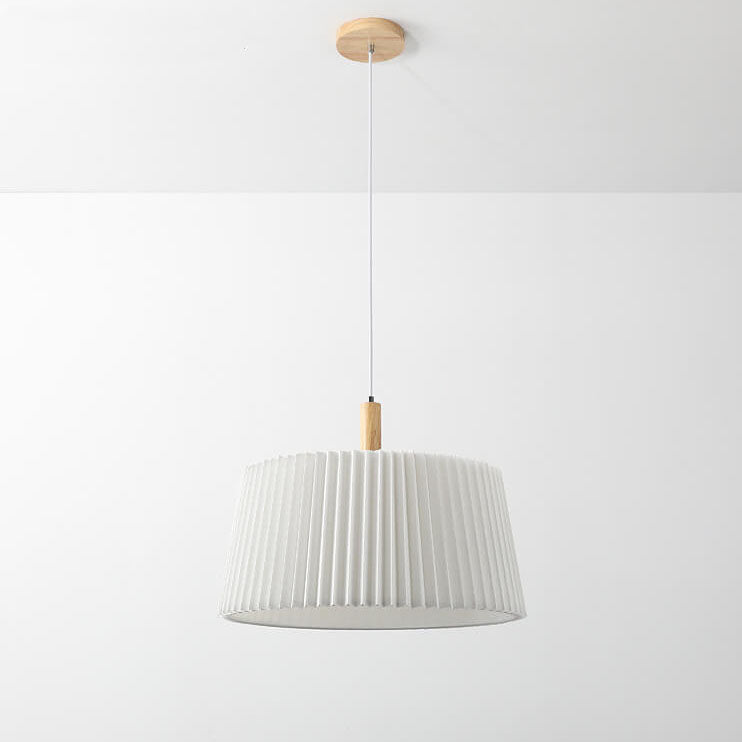 Nordic Minimalist Solid Color Solid Wood Fabric 1-Light Pendant Light
