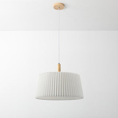 Nordic Minimalist Solid Color Solid Wood Fabric 1-Light Pendant Light