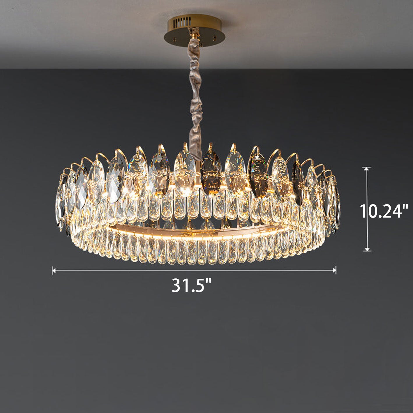 European Light Luxury Round Crystal LED Chandelier
