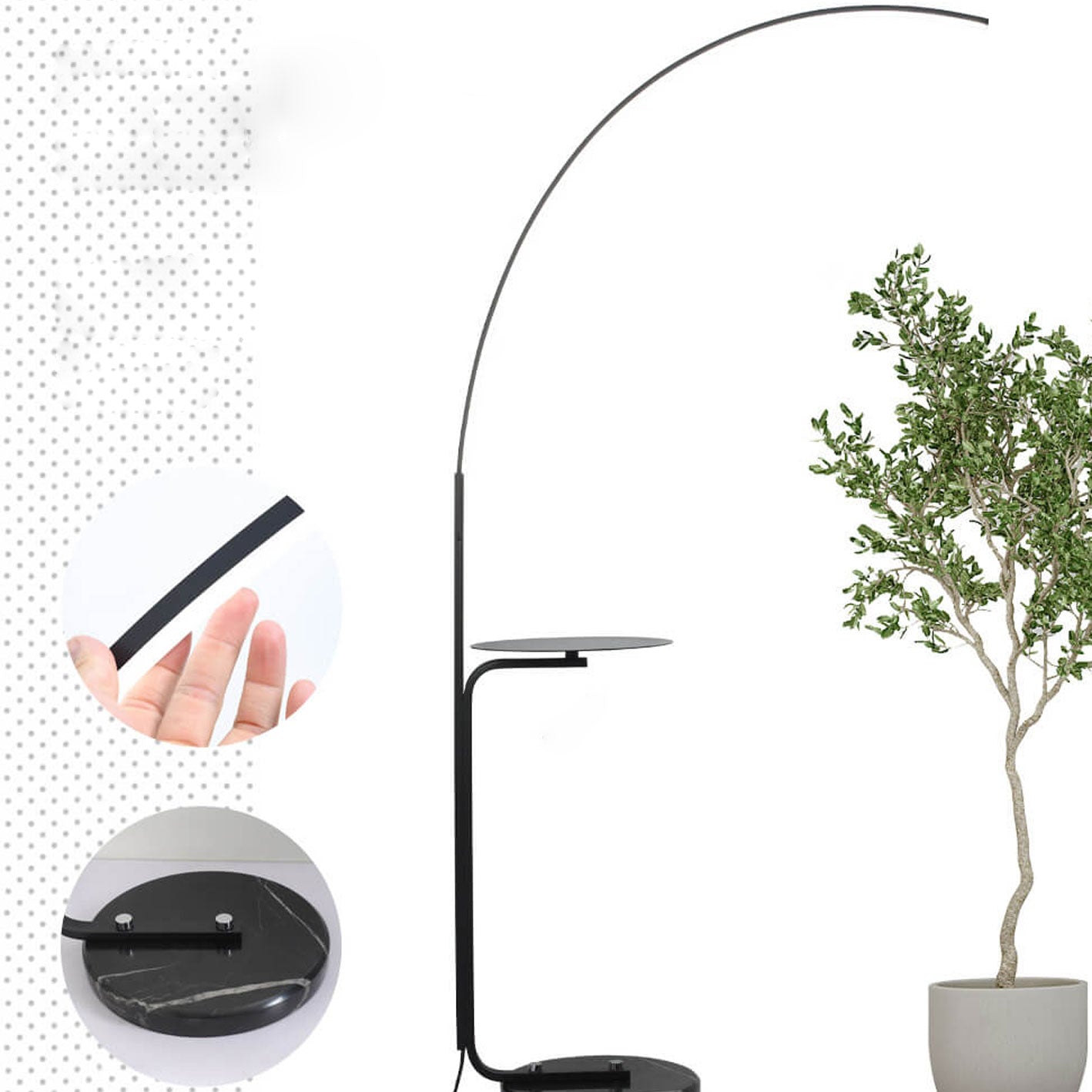 Nordic Minimalist Line Bending with Tray LED Standing Floor Lamp