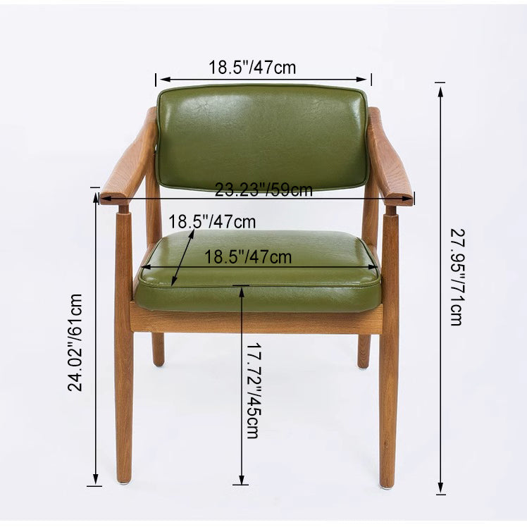 Contemporary Nordic PU Leather Wood Sponge Square Rectangular Dining Chair Backrest Armrest For Dining Room