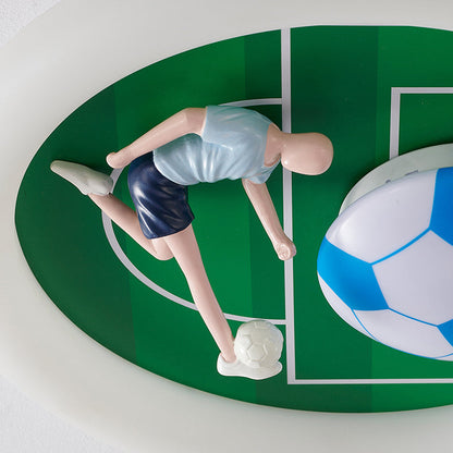 モダンアールデコサッカーラウンドアクリルアイアンLEDフラッシュマウントシーリングライトリビングルーム用