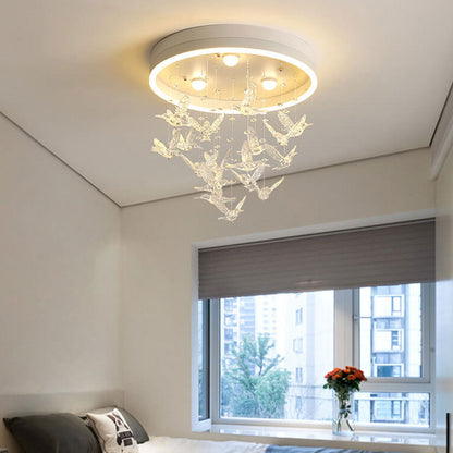 Modern Creative Cartoon Round Bird / Skirt Hanging LED Flush Mount Ceiling Light
