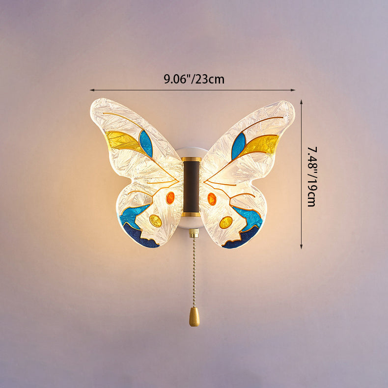 Contemporary Creative Butterfly Enamel Colored Acrylic Wing Iron LED Wall Sconce Lamp For Living Room