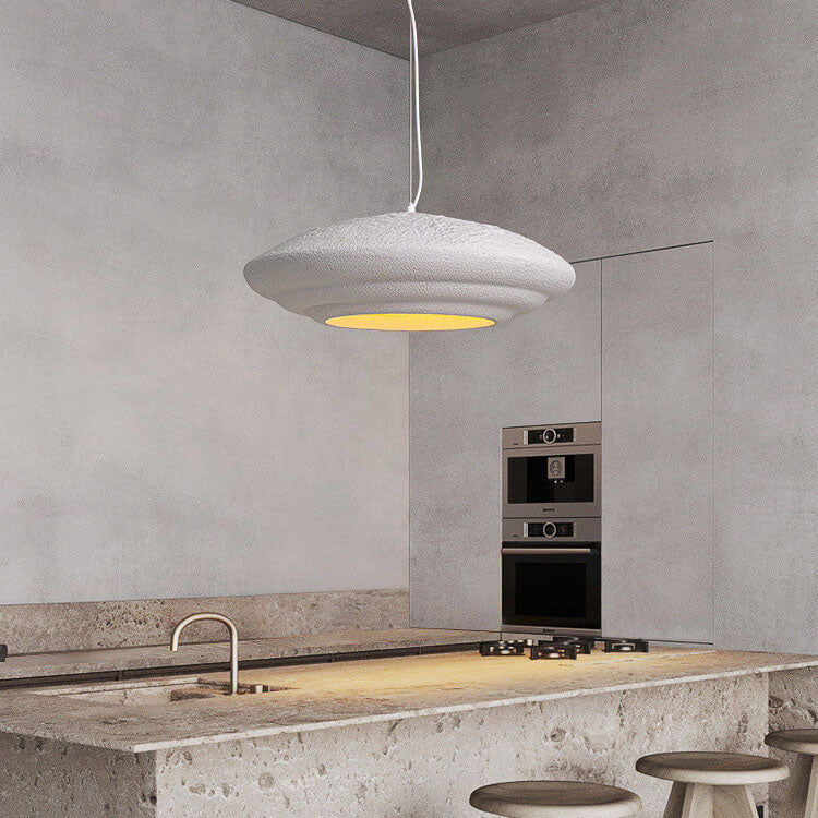 Modern Minimalist Creative Round Shell Cone Cream 1-Light Pendant Light