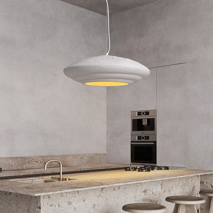 Modern Minimalist Creative Round Shell Cone Cream 1-Light Pendant Light