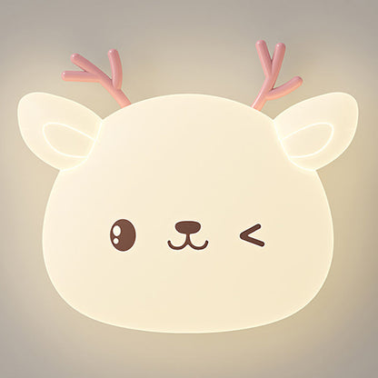 Modern Simplicity Kids Iron PE Deer Elliptical LED Flush Mount Ceiling Light For Bedroom