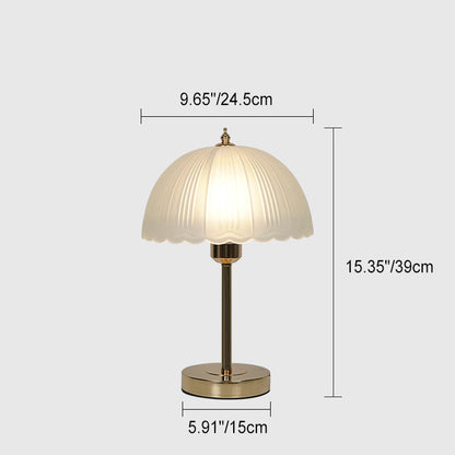 Contemporary Nordic Iron Glass Dome Petal 1-Light Table Lamp For Bedside