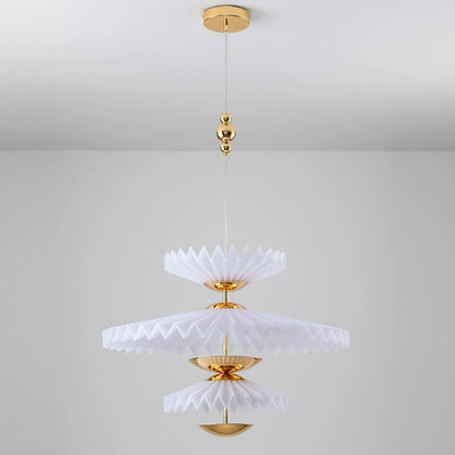 Modern Art Deco Pleated Round Acrylic Iron LED Chandelier For Living Room